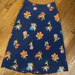 Madewell Silk Atrium Midi Skirt in Bird of Paradise Size 0